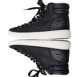 UGG Women's Shoes #1019663 Black Leather Side Zip Lace Up Size 9.5 US